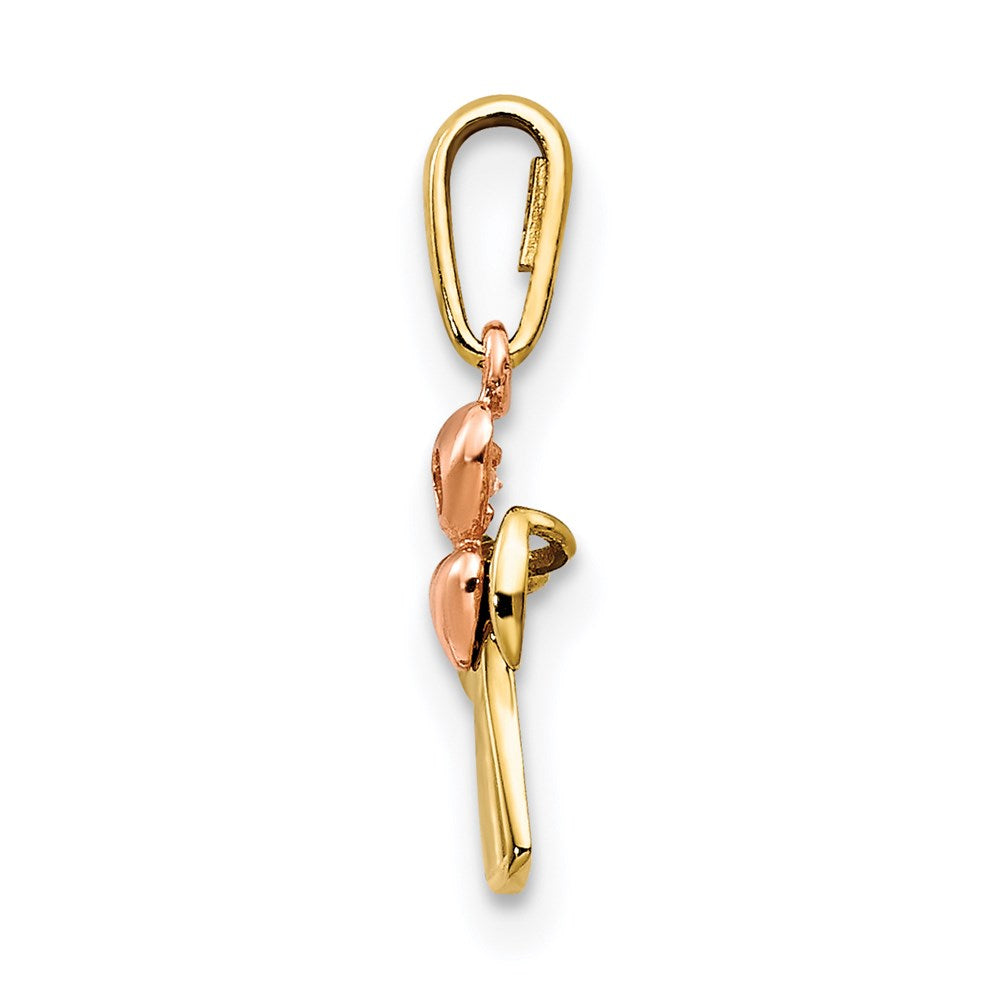 Sprinkle Cloud 14k Yellow and Rose Gold CZ Children's Cross Heart Pendant