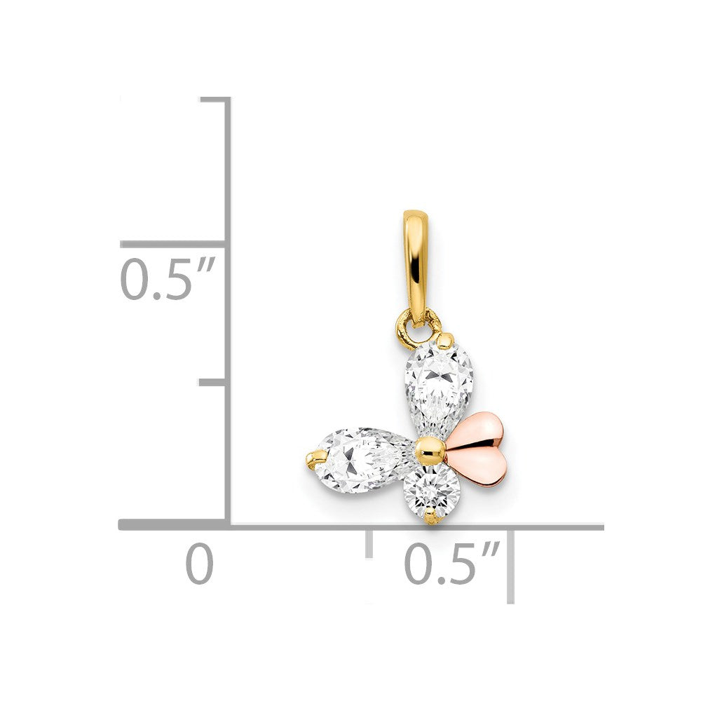 Zippy Wink 14k Yellow and Rose Gold CZ Children's Butterfly Pendant