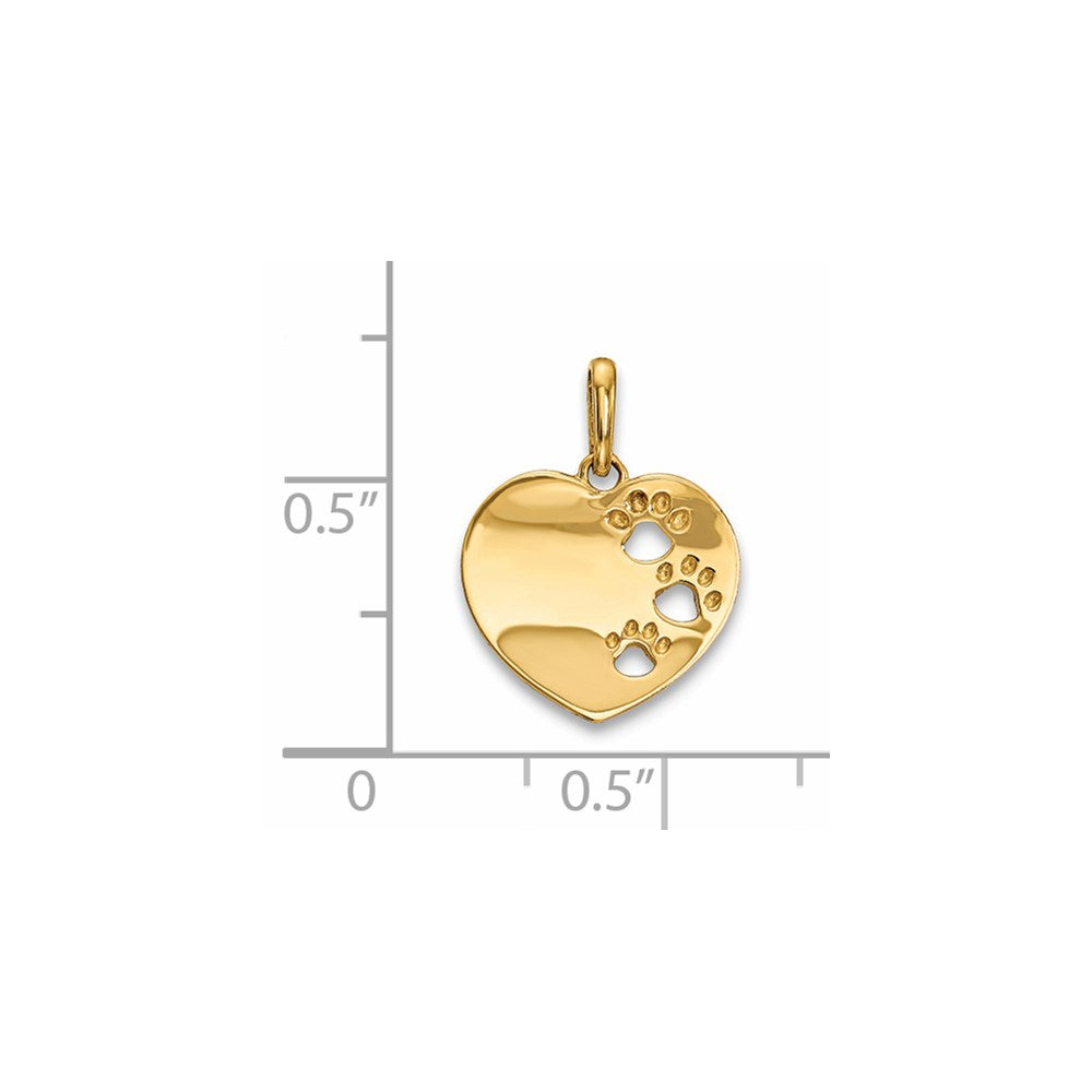 Calm Nova 14k Childrens Heart with Pawprints Pendant