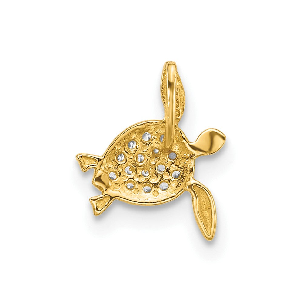 Rosy Comet Sunlit Mesa 14k Childrens CZ Sea Turtle Chain Slide