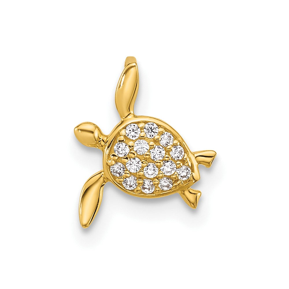Rosy Comet Sunlit Mesa 14k Childrens CZ Sea Turtle Chain Slide