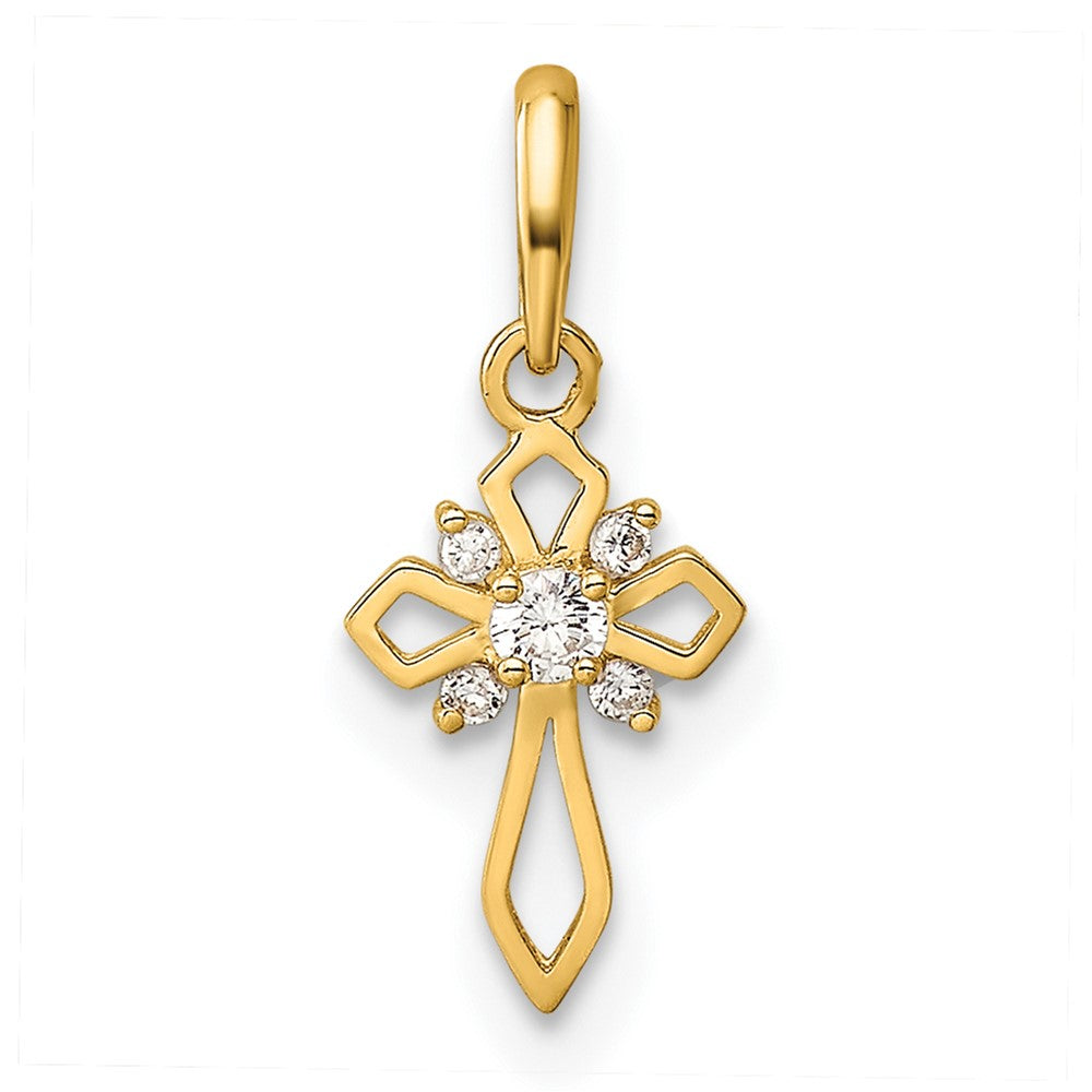 Giggles Bean 14k Childrens Fancy CZ Cross Pendant