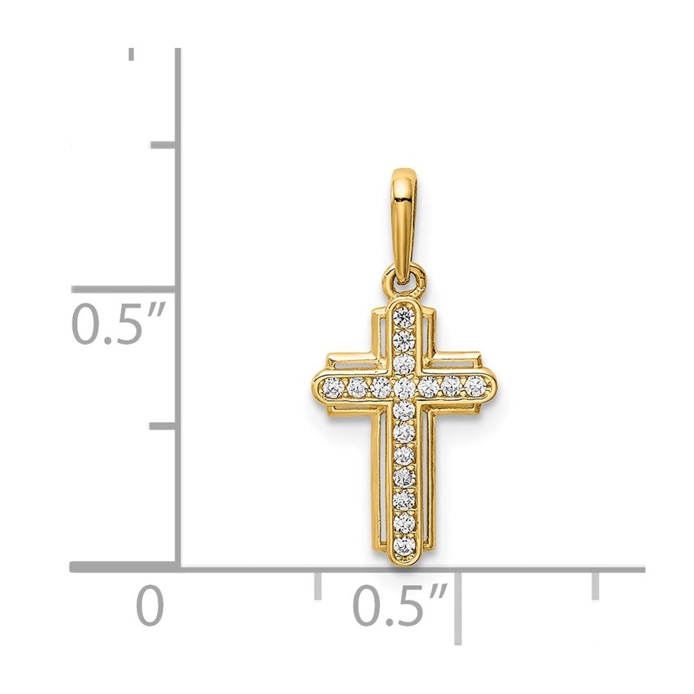 Tranquil Iris 14K Cross CZ Pendant