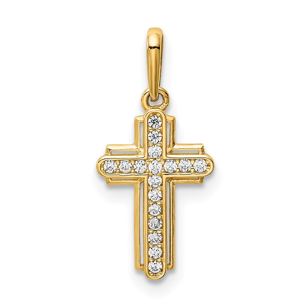 Tranquil Iris 14K Cross CZ Pendant