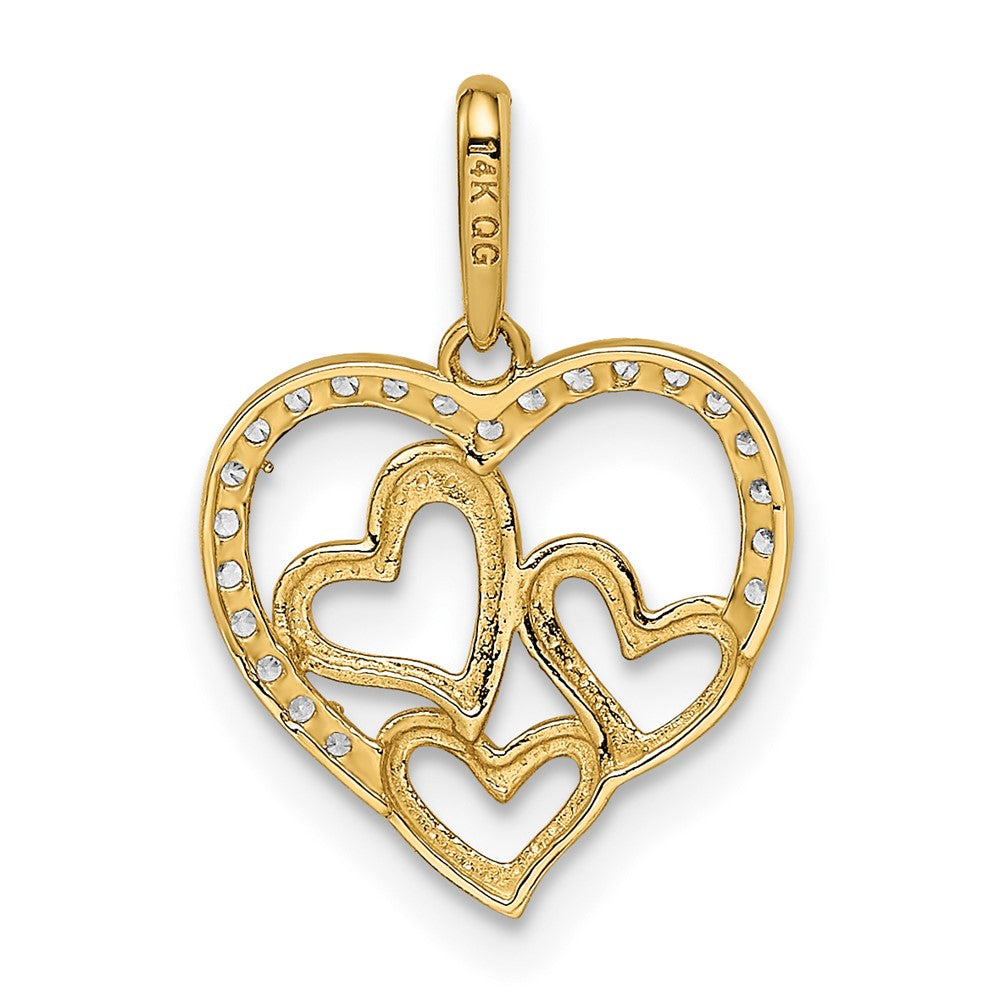 Delicate Laurel 14k CZ Hearts Pendant