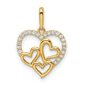 Delicate Laurel 14k CZ Hearts Pendant