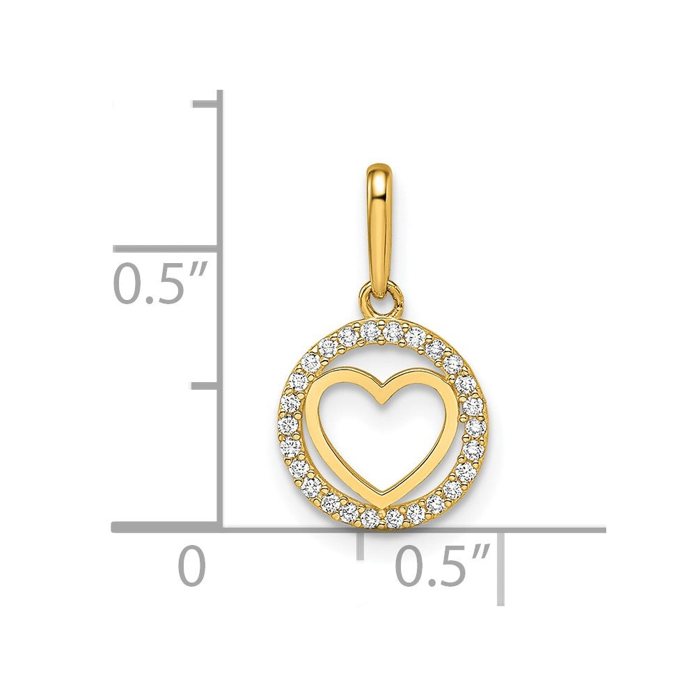 Brilliant Brook Emerald Cedar 14k CZ Heart Pendant