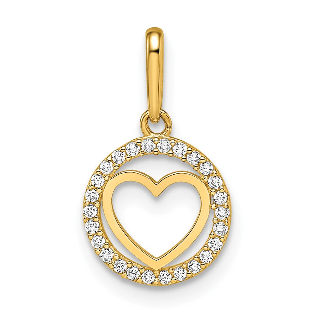 Brilliant Brook Emerald Cedar 14k CZ Heart Pendant