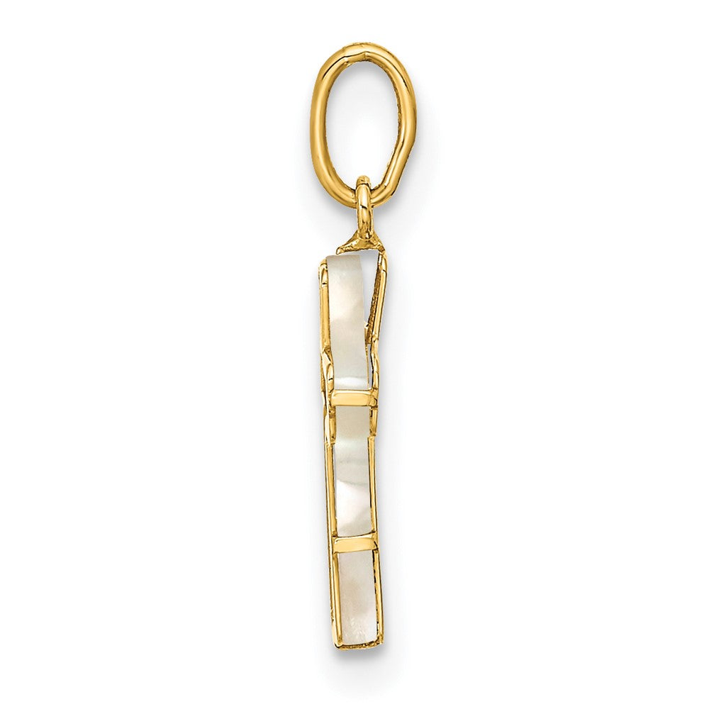 Peanut Song 14K Polished Mother of Pearl Cross Pendant