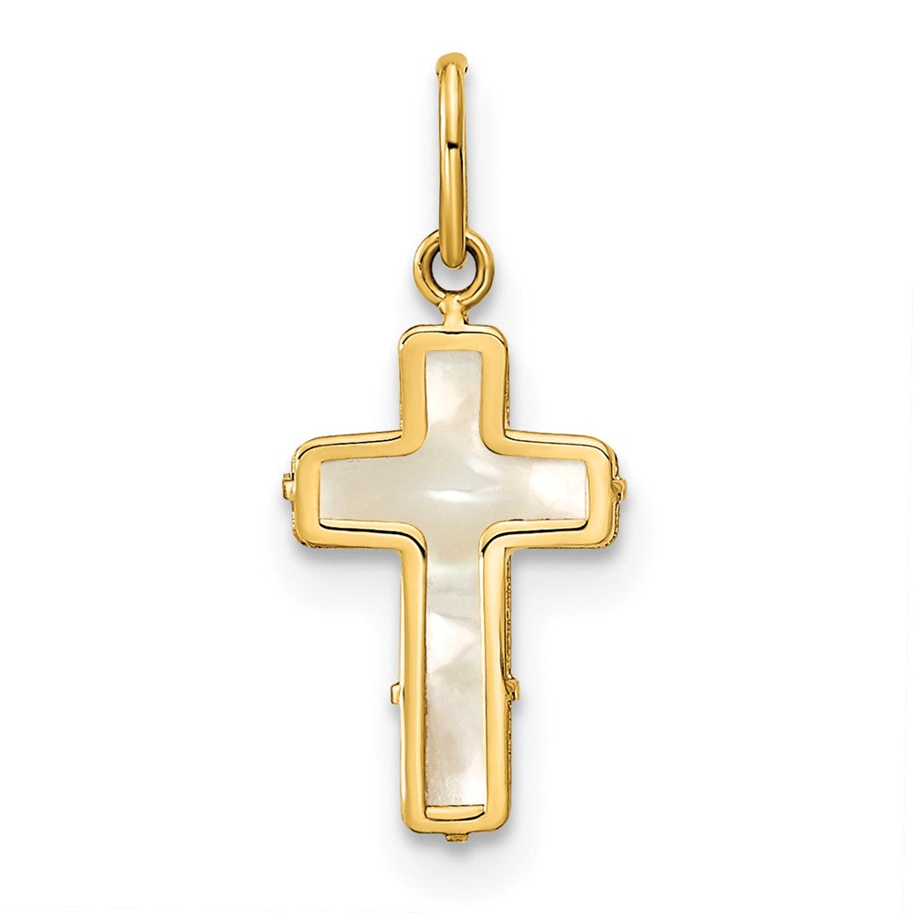 Peanut Song 14K Polished Mother of Pearl Cross Pendant