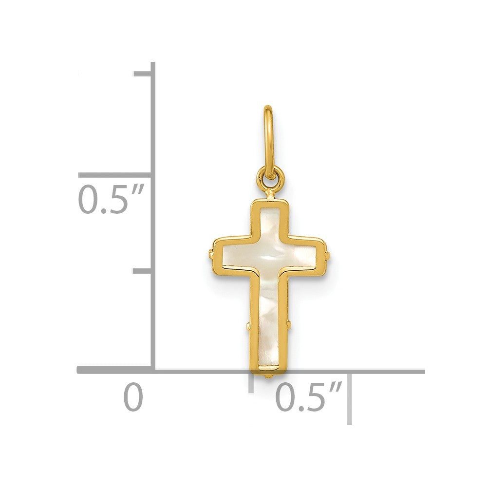 Peanut Song 14K Polished Mother of Pearl Cross Pendant