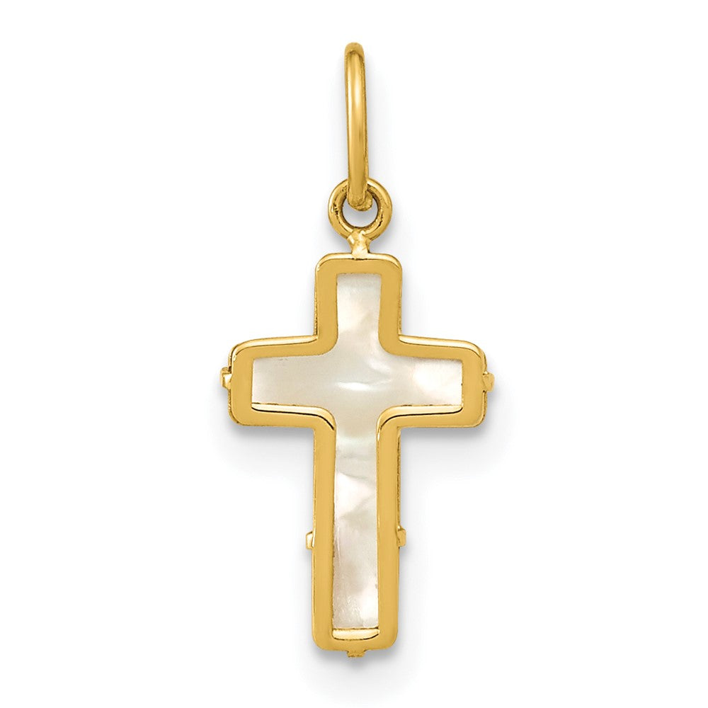 Peanut Song 14K Polished Mother of Pearl Cross Pendant