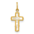Peanut Song 14K Polished Mother of Pearl Cross Pendant