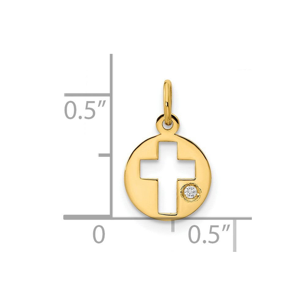 Kitten Shine 14K Polished CZ Circle Cross Pendant