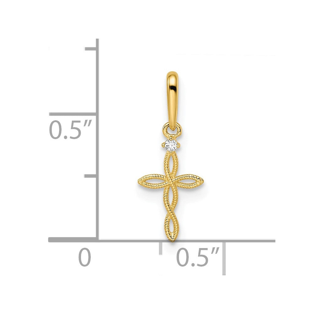 Buddy Nest 14k CZ Textured Cross Pendant
