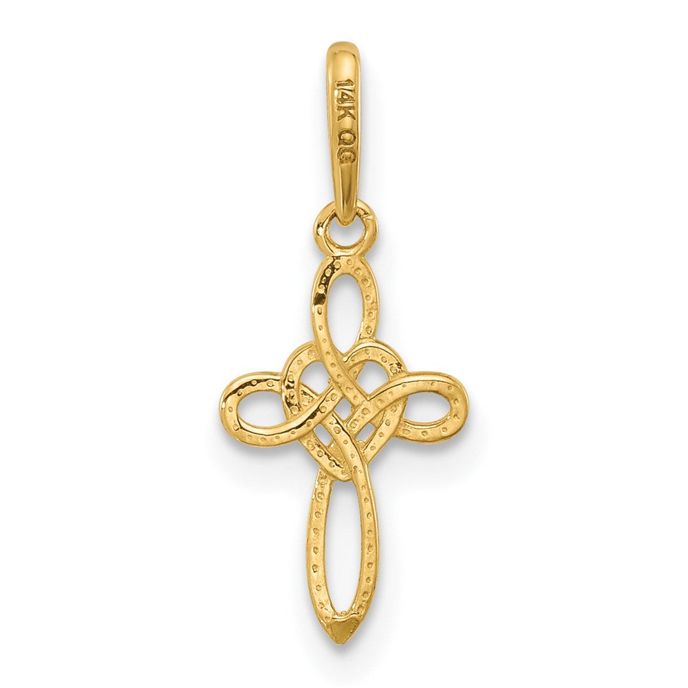 Whimsy Shine 14k Polished Heart Celtic Cross Pendant