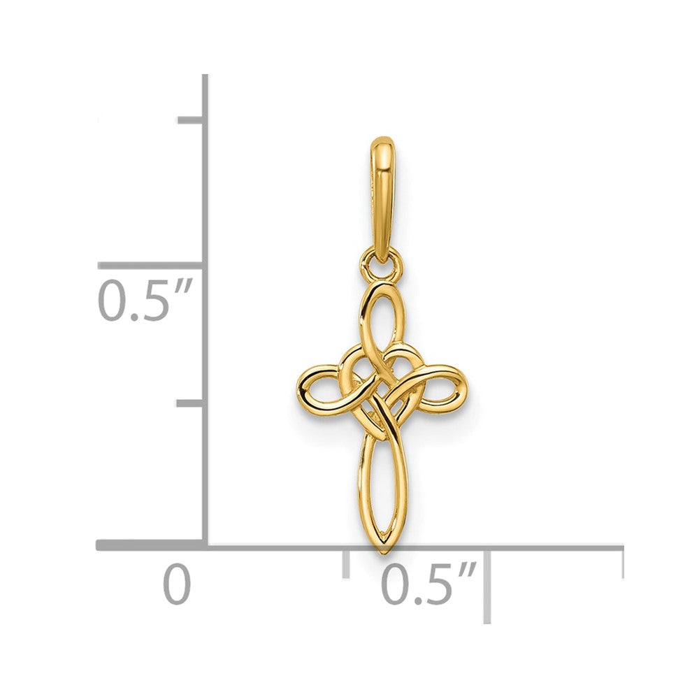 Whimsy Shine 14k Polished Heart Celtic Cross Pendant