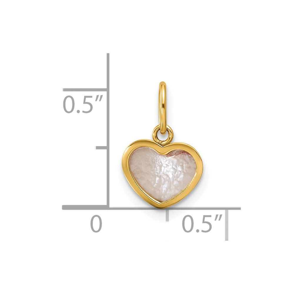 Gleaming Echo Soft Cascade 14K Polished Mother of Pearl Heart Pendant