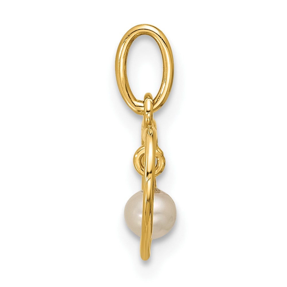 Graceful Meadow 14K Polished Freshwater Cultured Pearl Dangle in Heart Pendant