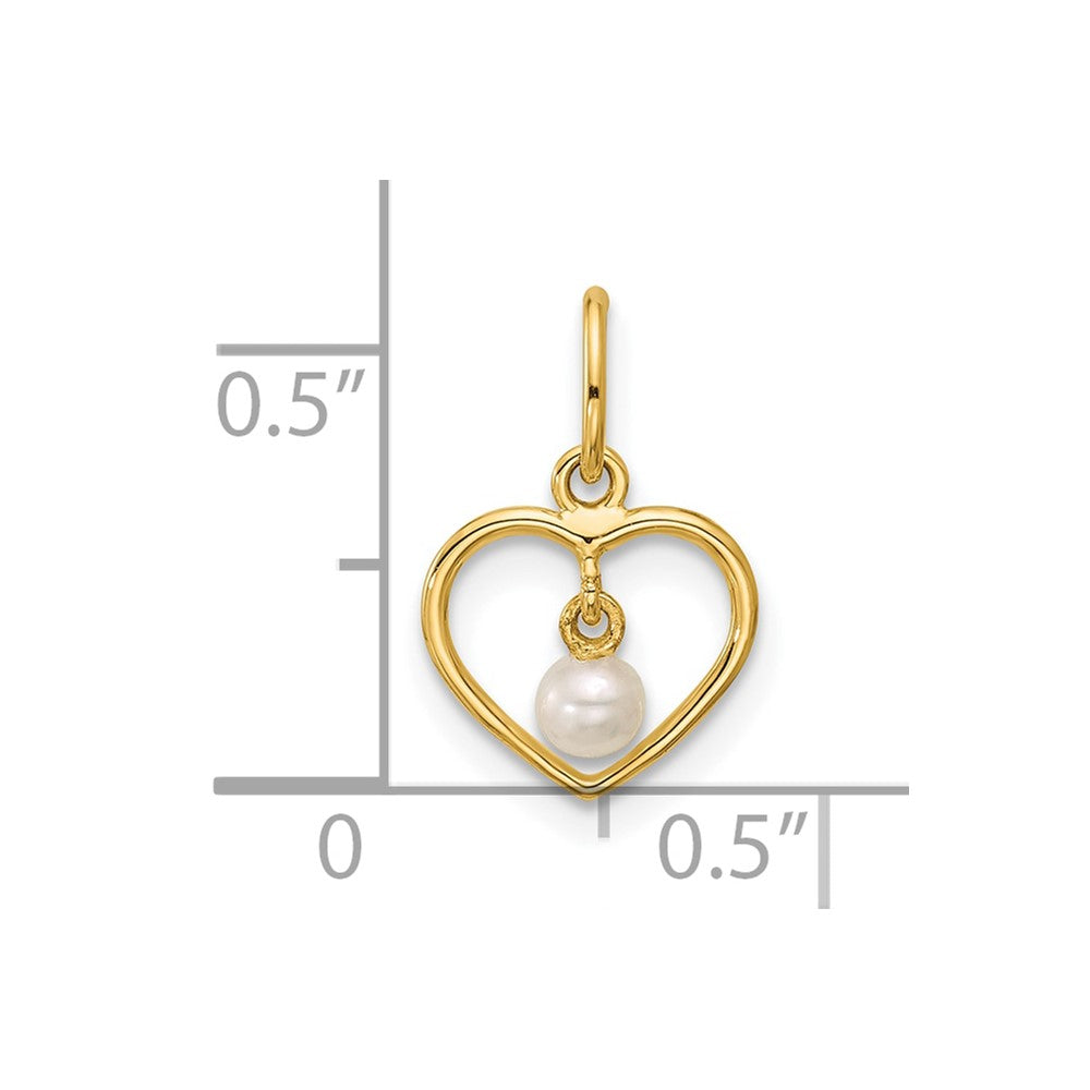 Graceful Meadow 14K Polished Freshwater Cultured Pearl Dangle in Heart Pendant