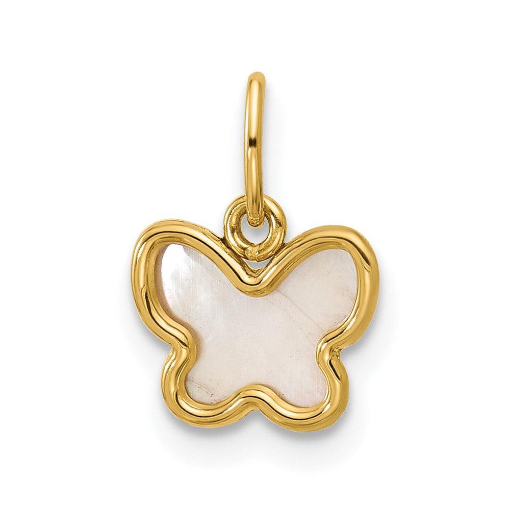 Serene Rose Silver River 14K Polished Mother of Pearl Butterfly Pendant