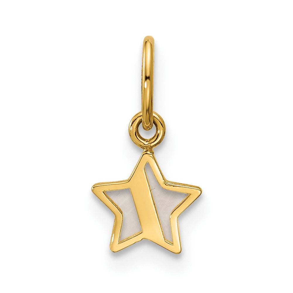 Refined Camellia Crystal Birch 14K Polished Mother of Pearl Star Pendant