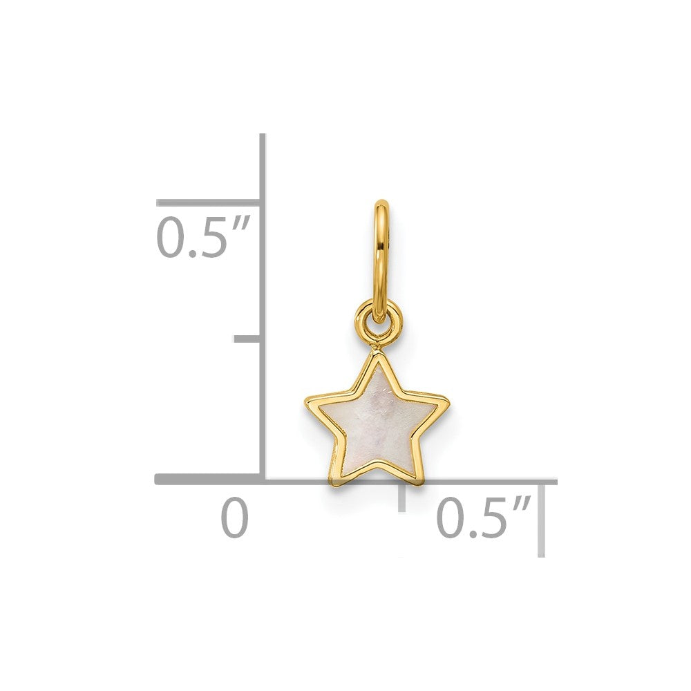 Refined Camellia Crystal Birch 14K Polished Mother of Pearl Star Pendant