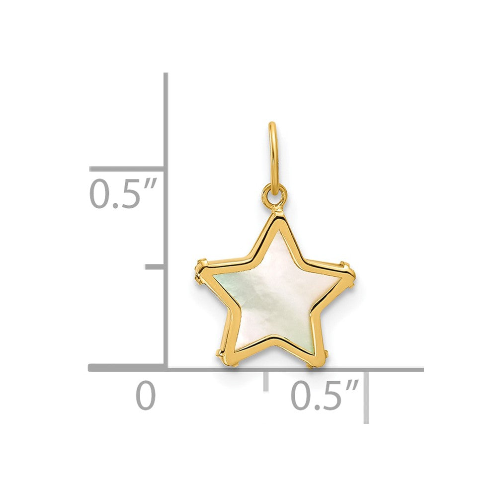 Serene Zephyr Dawn Oak 14K Polished Mother of Pearl Star Pendant