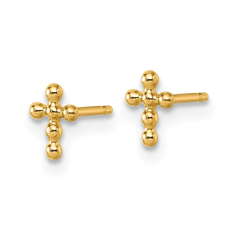 Skippy Cloud 14K Polished Beaded Cross Post Earrings