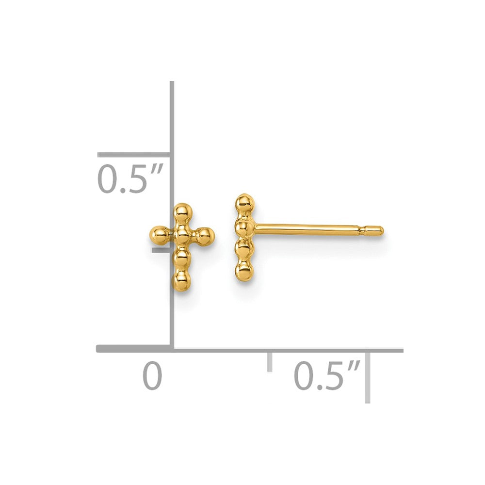 Skippy Cloud 14K Polished Beaded Cross Post Earrings