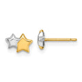 Cotton Star 14K with Rhodium Polished Double Star Post Earrings