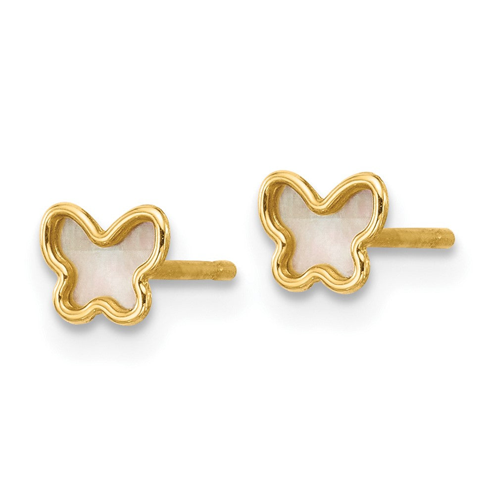 Doodle Cloud 14K Polished Mother of Pearl Butterfly Post Earrings