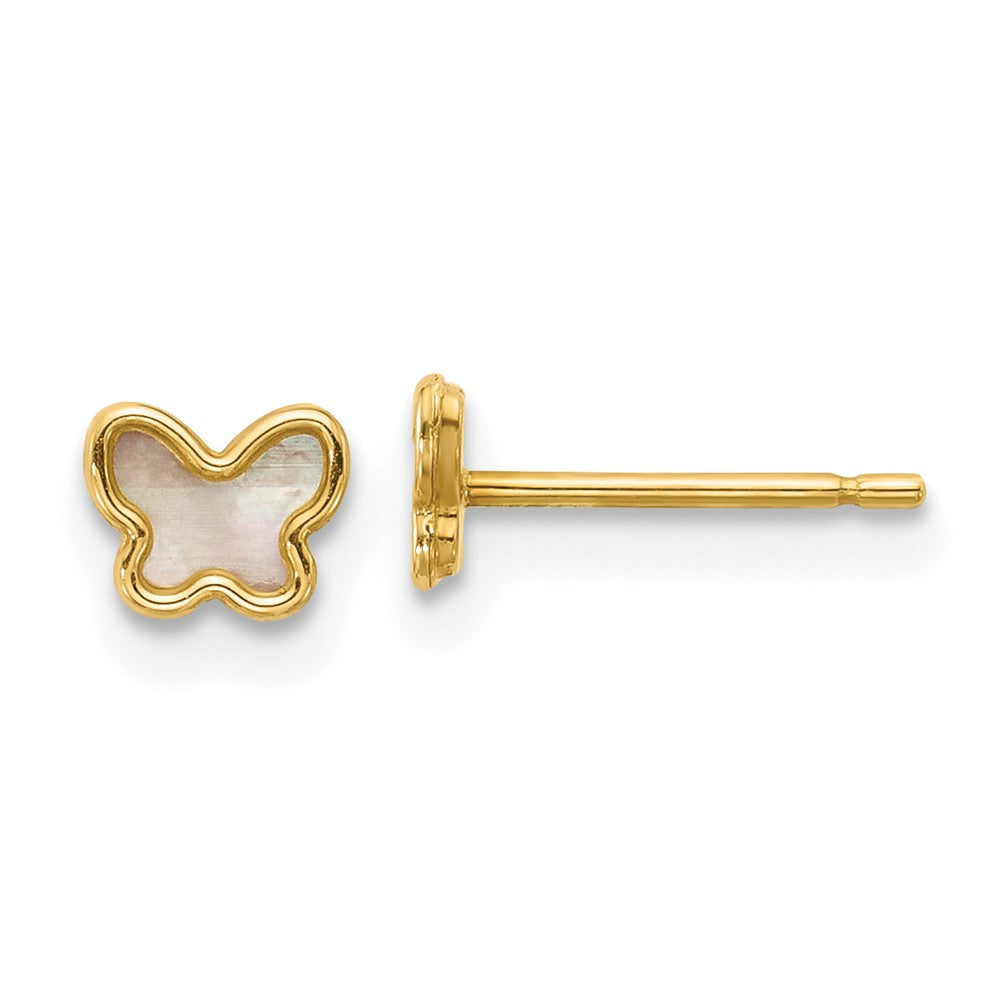 Doodle Cloud 14K Polished Mother of Pearl Butterfly Post Earrings
