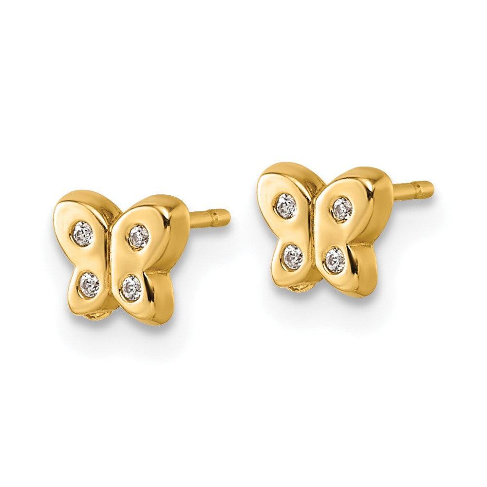 Kitten Pop 14K Polished CZ Butterfly Post Earrings