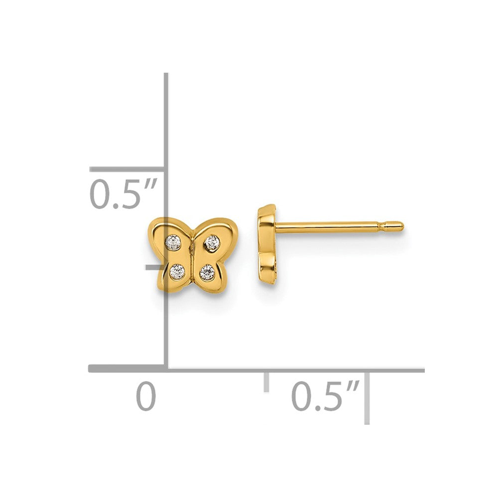 Kitten Pop 14K Polished CZ Butterfly Post Earrings