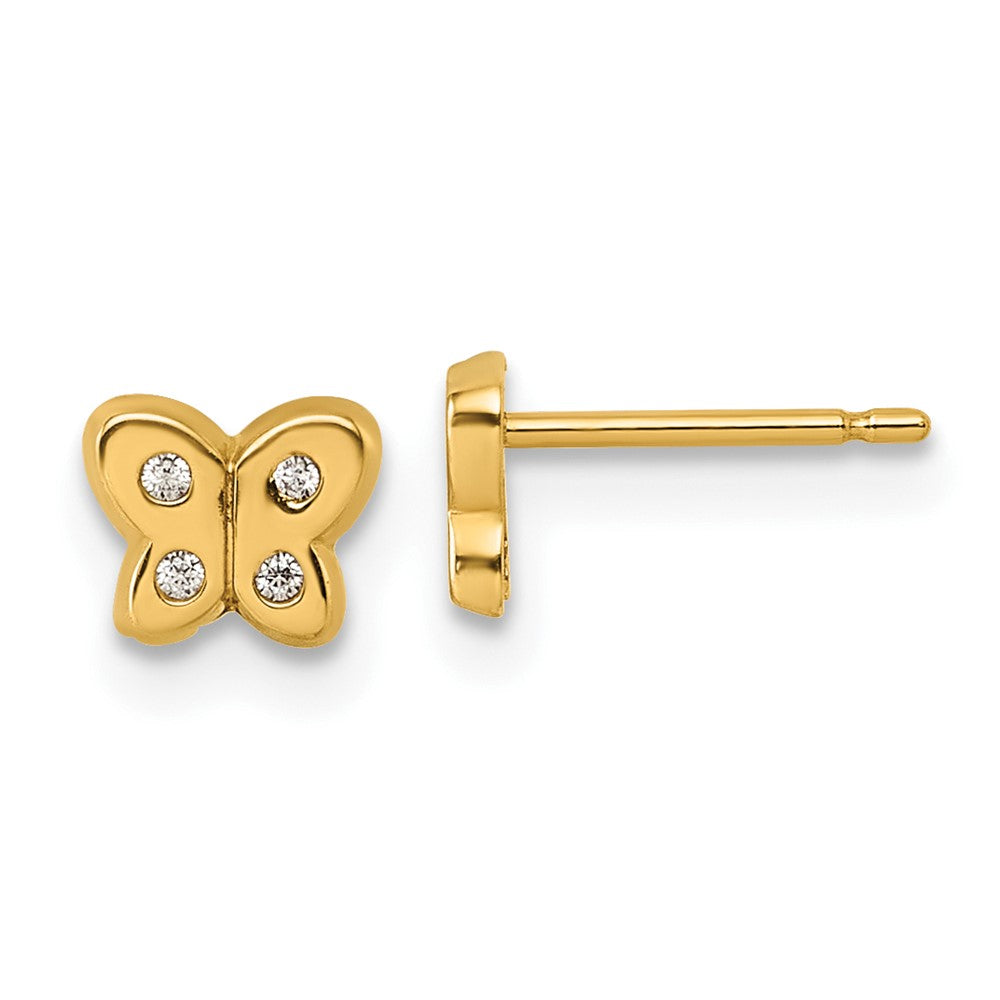 Kitten Pop 14K Polished CZ Butterfly Post Earrings