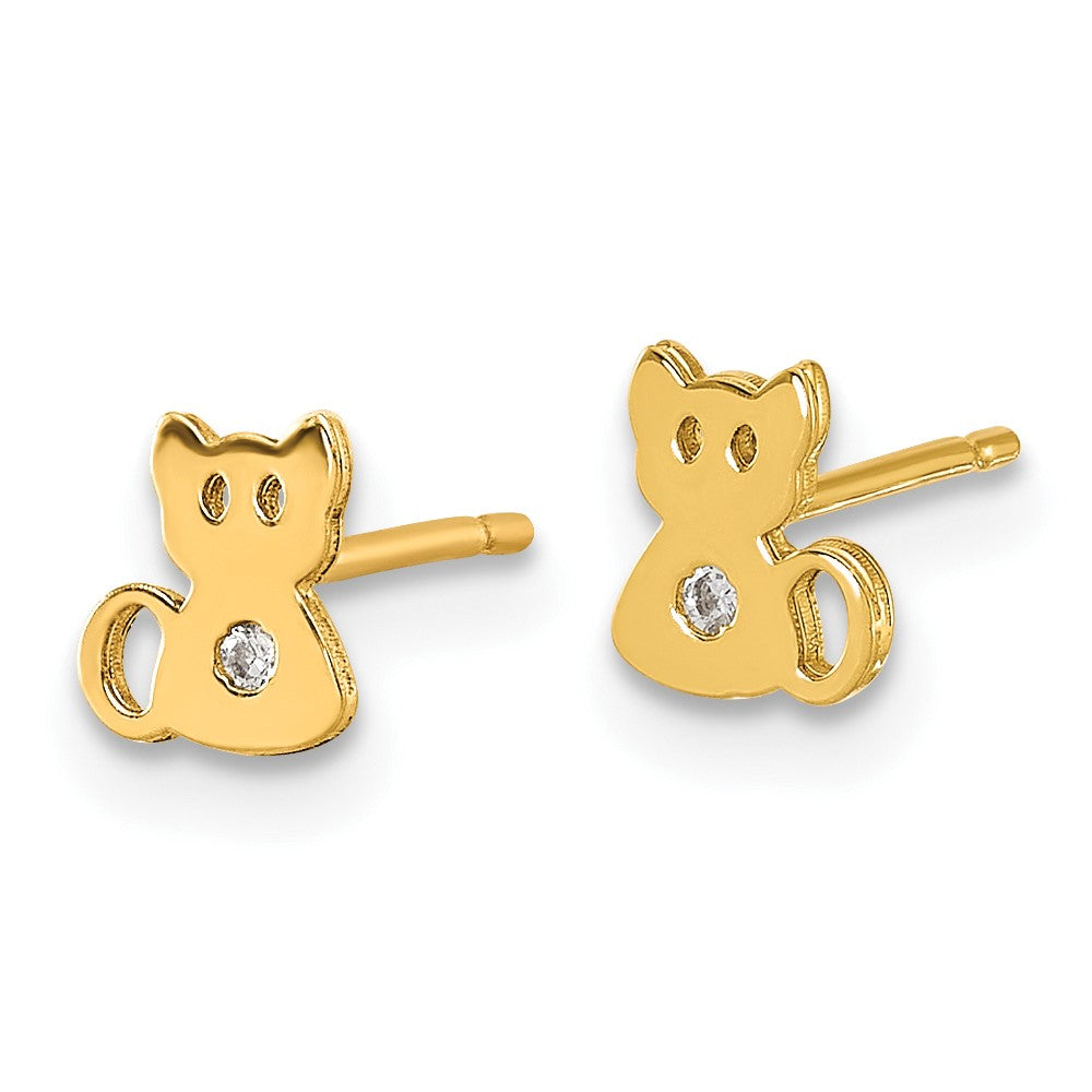 Bubbles Cloud 14K Polished CZ Cat Post Earrings