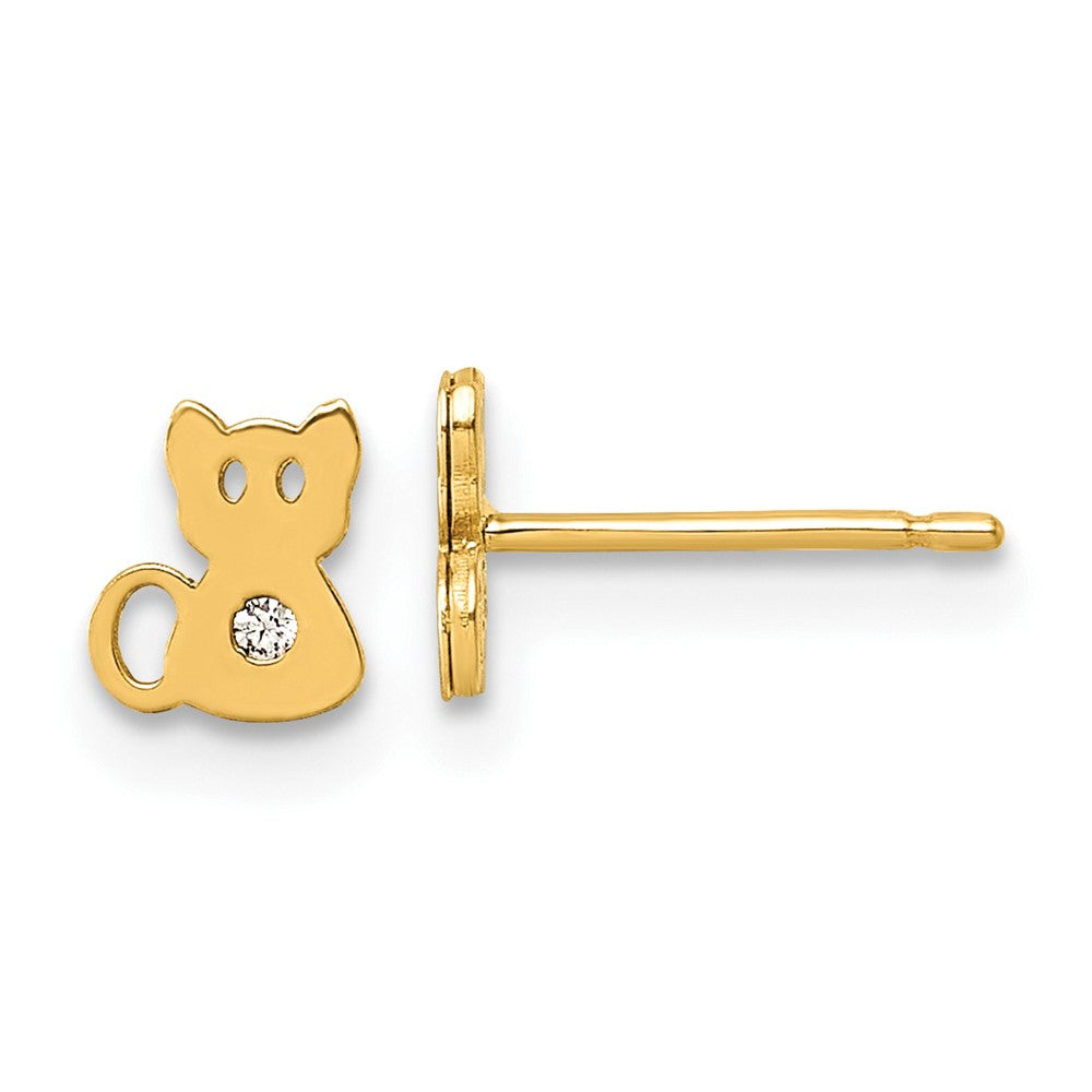Bubbles Cloud 14K Polished CZ Cat Post Earrings