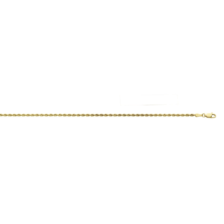 10k Yellow Gold 7 inch 2.4mm Rope Bracelet