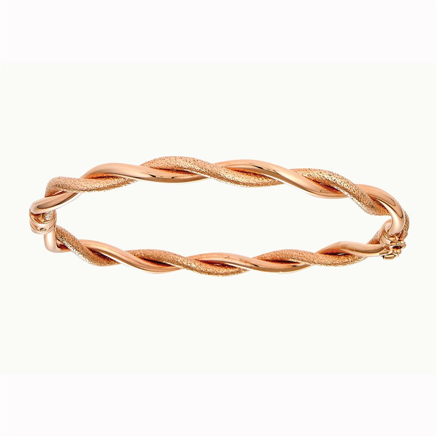 14k Rose Gold Twist Sparkle Bangle