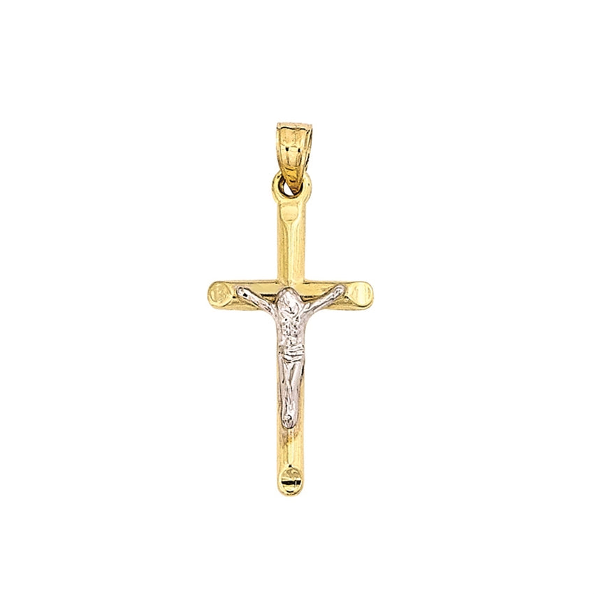 14k Yellow and White Gold Crucifix Charm