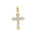 14k Yellow and White Gold Diamond Cut Cross Charm