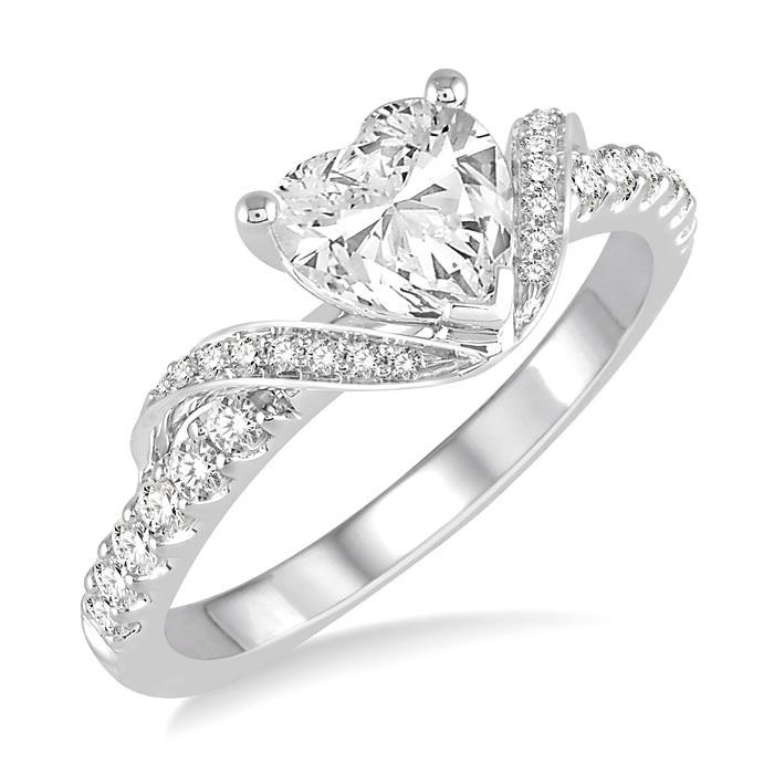 Julianna B Sterling Silver Heart-Shape Cubic Zirconia Halo Bridal Set |  Charm Diamond Centres