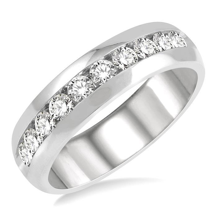 Men's Black Diamond Wedding Band Diagonal Channel-Set Ring