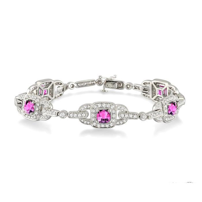 Classic Round Brilliant Ruby and Diamond Tennis Bracelet