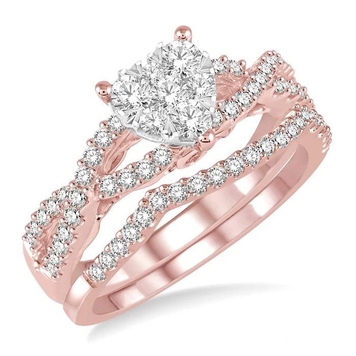 Heart Diamond Ring, Heart Shape Diamond , White Gold Engagement Ring Women,  3/4 Eternity Diamond Band, Heart Diamond Halo, Two Ring Set - Etsy