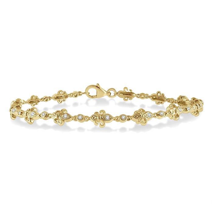 YELLOW GOLD DIAMOND BANGLE BRACELET WITH CHAIN LINK DESIGN, .55 CT TW -  Howard's Jewelry Center
