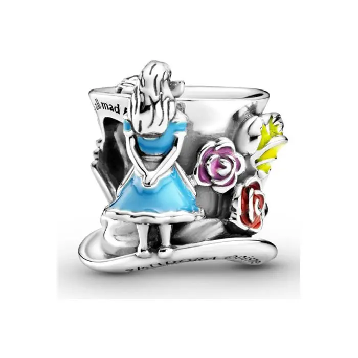 Alice wonderland mad hatter mouse fashion teapot pandora Disney pendant charm