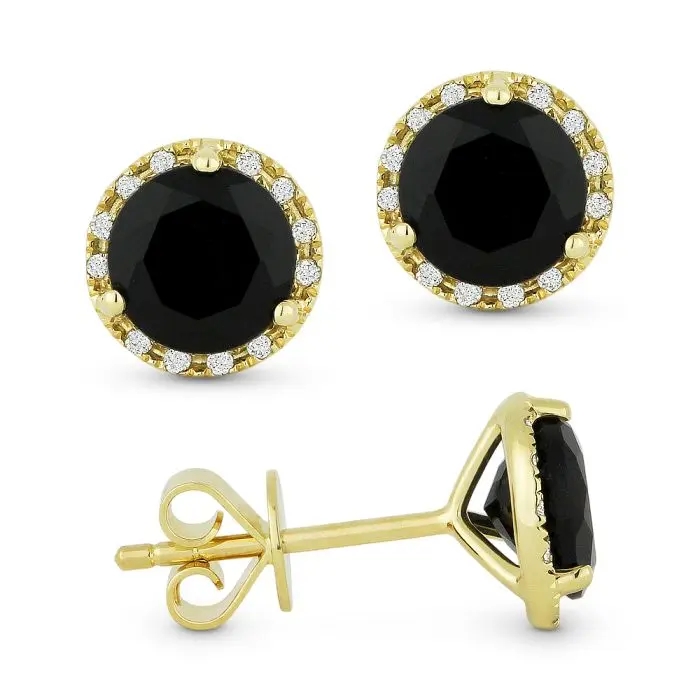 14kt Yellow Gold Onyx outlets and Diamond Earrings