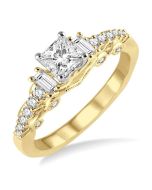 Princess Shape Semi-Mount Diamond Engagement Ring